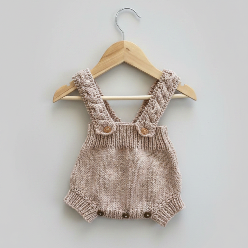 100% Handmade Brown Crochet Newborn Dungaree Romper