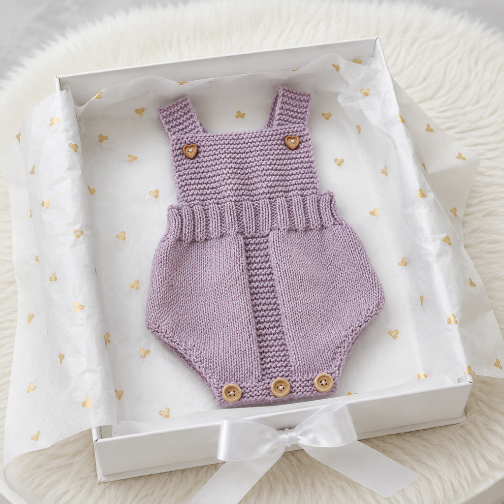 100% Handmade Purple Crochet Newborn Dungaree Romper