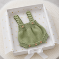 100% Handmade Green Crochet Newborn Dungaree Romper