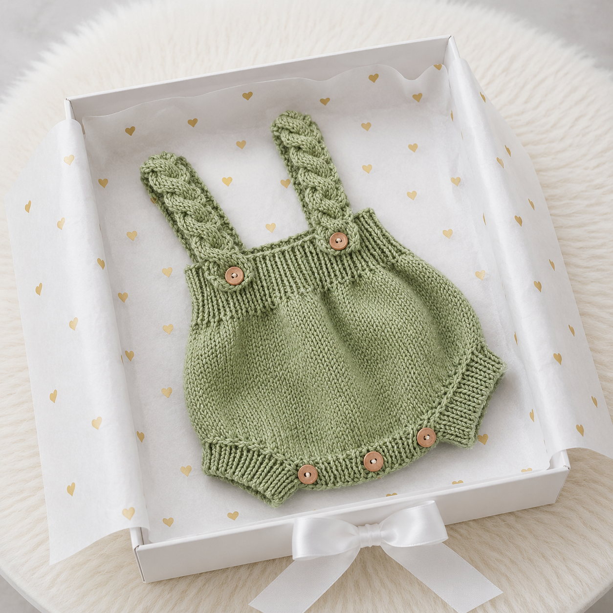 100% Handmade Green Crochet Newborn Dungaree Romper